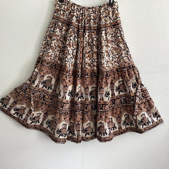 Tiered boho cottagecore upcycled bedspread elastic drawstring maxi skirt sm to L - Picture 15 of 16